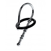 Серебристый уретральный плаг-бусины TOYFA Metal с мягким фиксириющим кольцом - ToyFa - купить с доставкой в Северодвинске