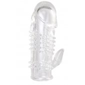 Прозрачная гелевая насадка с шипами и клиторальным отростком - 13 см. - Toyfa Basic - в Северодвинске купить с доставкой Прозрачная гелевая насадка с шипами и клиторальным отростком - 13 см. - Toyfa Basic - в Северодвинске купить с доставкой