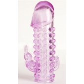 Закрытая фиолетовая насадка с 2 отростками - 13 см. - Toyfa Basic - в Северодвинске купить с доставкой Закрытая фиолетовая насадка с 2 отростками - 13 см. - Toyfa Basic - в Северодвинске купить с доставкой