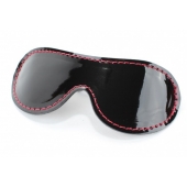 Чёрная перфорированная маска из кожи с красной строчкой - БДСМ Арсенал - купить с доставкой в Северодвинске