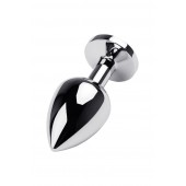 Серебристая коническая анальная пробка с красным кристаллом - 8 см. - ToyFa - купить с доставкой в Северодвинске