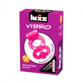 Розовое эрекционное виброкольцо Luxe VIBRO  Бархатный молот  + презерватив - Luxe - в Северодвинске купить с доставкой