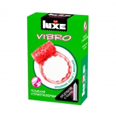 Розовое эрекционное виброкольцо Luxe VIBRO  Поцелуй стриптизёрши  + презерватив - Luxe - в Северодвинске купить с доставкой