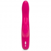 Розовый перезаряжаемый вибратор Rabbit Slimline Curve Rechargeable - 24 см. - Happy Rabbit