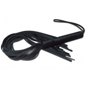 Чёрная кожаная плеть с жесткой ручкой - 63 см. - Sitabella - купить с доставкой в Северодвинске