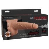 Телесный полый страпон с имитацией эякуляции 7.5  Hollow Squirting Strap-On with Balls Flesh - 21,6 см. - Pipedream - купить с доставкой в Северодвинске