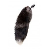 Серебристая металлическая анальная втулка с хвостом чернобурой лисы - размер S - ToyFa - купить с доставкой в Северодвинске