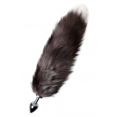 Серебристая металлическая анальная втулка с хвостом чернобурой лисы - размер S - ToyFa - купить с доставкой в Северодвинске