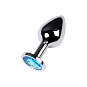 Серебристая конусовидная анальная пробка с голубым кристаллом - 8 см. - ToyFa - купить с доставкой в Северодвинске