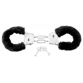 Меховые чёрные наручники Beginner s Furry Cuffs - Pipedream - купить с доставкой в Северодвинске