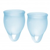 Набор голубых менструальных чаш Feel confident Menstrual Cup - Satisfyer - купить с доставкой в Северодвинске