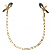 Чёрные с золотом зажимы на соски Gold Chain Nipple Clamps - Pipedream - купить с доставкой в Северодвинске