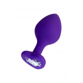 Фиолетовая анальная втулка Diamond Heart с прозрачным кристаллом - 8 см. - ToyFa - купить с доставкой в Северодвинске