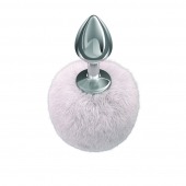 Серебристая анальная пробка с белым пушистым хвостиком Twinkle - Lola Games - купить с доставкой в Северодвинске