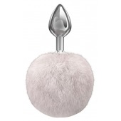 Серебристая анальная пробка с белым пушистым хвостиком Twinkle - Lola Games - купить с доставкой в Северодвинске