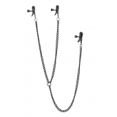 Черные зажимы на соски и клитор на цепочке DELUXE NIPPLE   CLIT CLAMPS - Dream Toys - купить с доставкой в Северодвинске