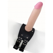 Черный узкий пояс на бедро с телесной насадкой - LOVETOY (А-Полимер) - купить с доставкой в Северодвинске