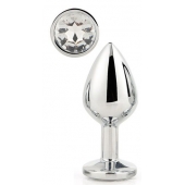 Серебристая анальная втулка с прозрачным кристаллом - 7,1 см. - Dream Toys - купить с доставкой в Северодвинске