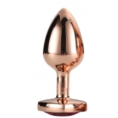 Золотистая анальная втулка с кристаллом-сердечком розового цвета - 7,1 см. - Dream Toys - купить с доставкой в Северодвинске
