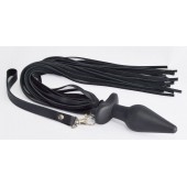 Черная анальная пробка с плетью - Sitabella - купить с доставкой в Северодвинске