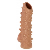 Телесная насадка с шипами и открытой головкой Nude Sleeve M - 12 см. - KOKOS - в Северодвинске купить с доставкой