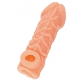 Телесная закрытая насадка с венками Cock Sleeve Size S - 13,8 см. - KOKOS - в Северодвинске купить с доставкой