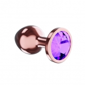 Пробка цвета розового золота с фиолетовым кристаллом Diamond Amethyst Shine S - 7,2 см. - Lola Games - купить с доставкой в Северодвинске