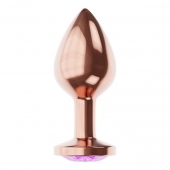 Пробка цвета розового золота с фиолетовым кристаллом Diamond Amethyst Shine S - 7,2 см. - Lola Games - купить с доставкой в Северодвинске