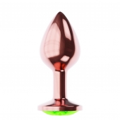 Пробка цвета розового золота с лаймовым кристаллом Diamond Emerald Shine S - 7,2 см. - Lola Games - купить с доставкой в Северодвинске