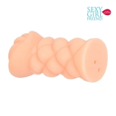 Телесный мастурбатор-вагина с вибрацией и комплектом эрекционных колец - Bior toys - в Северодвинске купить с доставкой