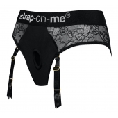 Черные трусики для насадок Diva Lingerie Harness - size S - Strap-on-me - купить с доставкой в Северодвинске
