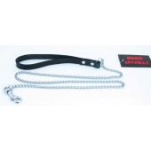 Металлический поводок с кожаной петлёй - БДСМ Арсенал - купить с доставкой в Северодвинске