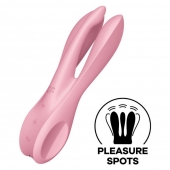 Розовый вибратор Threesome 1 с  пальчиками - Satisfyer в Северодвинске Розовый вибратор Threesome 1 с  пальчиками - Satisfyer