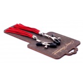 Металлические зажимы на соски с красными замшевыми кисточками - Crazy Handmade - купить с доставкой в Северодвинске