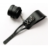 Черные кожаные оковы с креплением в виде веревочек - Crazy Handmade - купить с доставкой в Северодвинске Черные кожаные оковы с креплением в виде веревочек - Crazy Handmade - купить с доставкой в Северодвинске