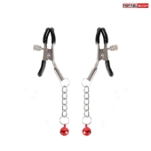 Серебристые зажимы на соски с шариками на цепочках - Notabu - купить с доставкой в Северодвинске