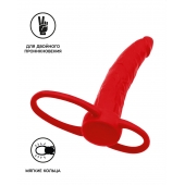 Красная насадка на пенис для двойного проникновения Black Red - 16,5 см. - ToyFa - купить с доставкой в Северодвинске