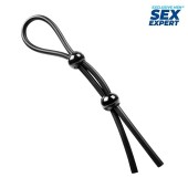 Черное силиконовое лассо с двумя шариками для утяжки - Sex Expert - в Северодвинске купить с доставкой