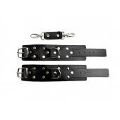 Черные кожаные наручники Sex Game - БДСМ Арсенал - купить с доставкой в Северодвинске