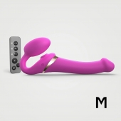 Ярко-розовый безремневой страпон Multi Orgasm Size M с клиторальной стимуляцией - Strap-on-me - купить с доставкой в Северодвинске