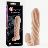 Телесная насадка-удлинитель Okoto со спиралевидным рельефом - 16 см. - Sitabella - в Северодвинске купить с доставкой