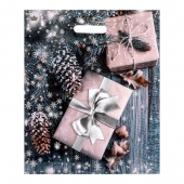 Новогодний пакет с принтом в виде подарков и вырубной ручкой (45х38 см) - Сима-Ленд - купить с доставкой в Северодвинске