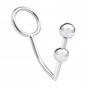 Кольцо на пенис с анальным стимулятором Two Bead Stainless Steel Anal Hook   Cock Ring - BlueLine - в Северодвинске купить с доставкой