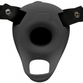 Черный полый страпон с вибрацией 2’’ Erection 28X Smooth Vibrating Silicone Penis Sheath - XR Brands - купить с доставкой в Северодвинске