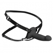 Черный полый страпон с вибрацией 2’’ Erection 28X Smooth Vibrating Silicone Penis Sheath - XR Brands - купить с доставкой в Северодвинске