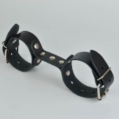Черные кожаные наручники-фиксатор - Sitabella - купить с доставкой в Северодвинске
