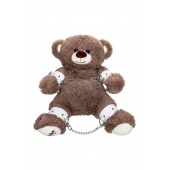 Бондажный набор: бурый мишка с белыми оковами и наручниками - Pecado - купить с доставкой в Северодвинске