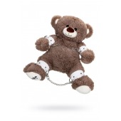 Бондажный набор: бурый мишка с белыми оковами и наручниками - Pecado - купить с доставкой в Северодвинске