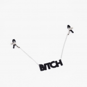 Зажимы на соски с кожаной подвеской Bitch - Crazy Handmade - купить с доставкой в Северодвинске