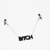 Зажимы на соски с кожаной подвеской Bitch - Crazy Handmade - купить с доставкой в Северодвинске